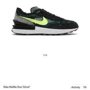 Nike Waffle One Grind Black and Neon Green Sneakers